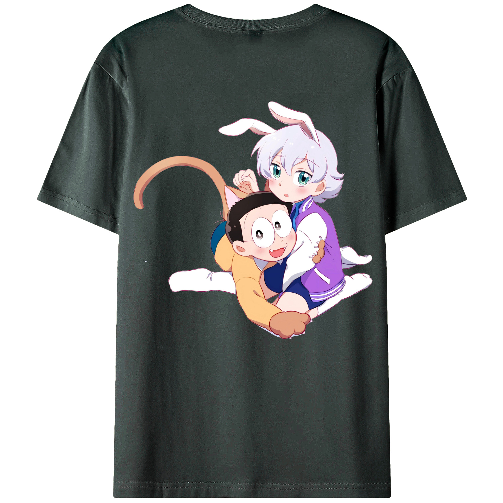 （画像用） ドラえもん 野比 のび太 Doraemon Nobita Nobi 綿100％ メンズ半袖Tシャツ（バックプリント） 通気性